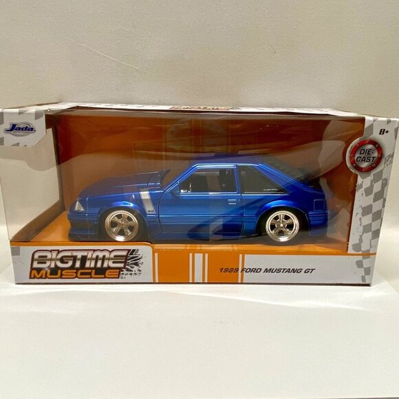 Jada Big Time Muscle 1989 Ford Mustang GT Blue 1/24 Die-cast Model Car NIP - Picture 1 of 1